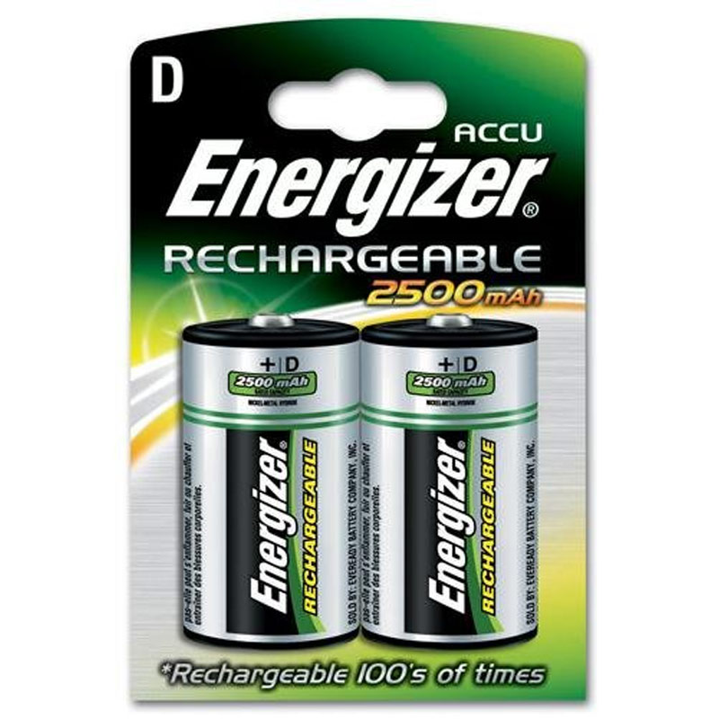 Energizer Accu 2500mAh D Rechargeable Batteries - 2 Pack