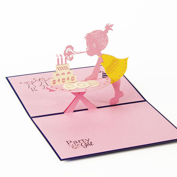 wholesale- 3d baby's birthday invitation cards girls creative decoupage greeting card party anniversary gift ing