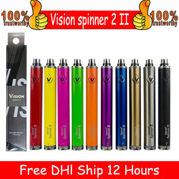 Vision spinner 2 II 1600mah Ego C twist Vision2 Battery E Cigs Electronic Cigarettes eGo atomizer Clearomizer Colorful DHL Fast Shipping