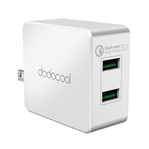 dodocool 36W Quick Charge 3.0 2-Port USB Wall Charger Power Adapter with Foldable US Plug White