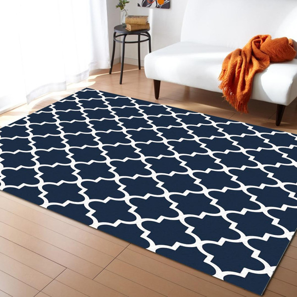 blue and white geometric modern carpets for living room rugs large anti-slip safety carpet