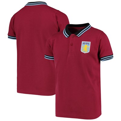 Aston Villa Short Sleeve Tipped Polo - Claret - Junior
