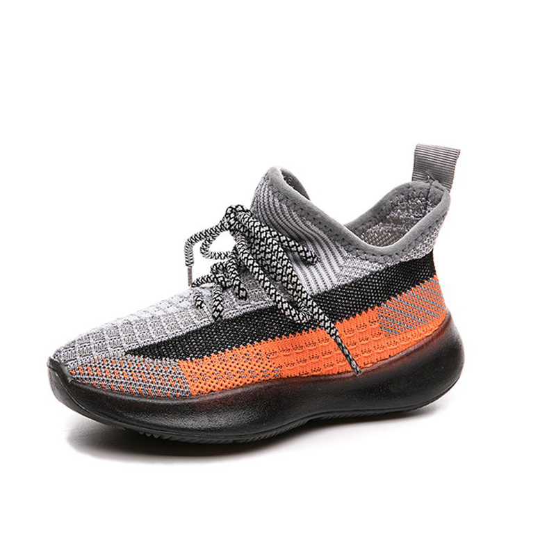 Toddler / Kids Breathable Knitted Striped Lace-up Sneakers