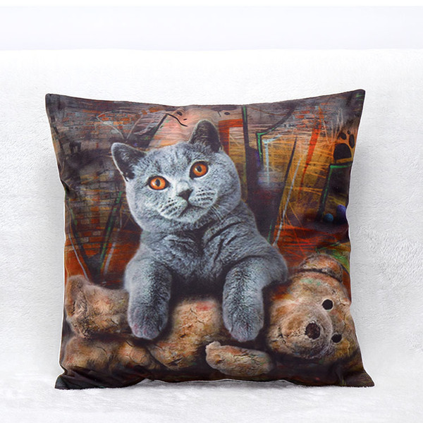 wholesale- vintage decorative home cotton linen pillow case cover living room bed chair seat waist throw cushion cat pillowcases