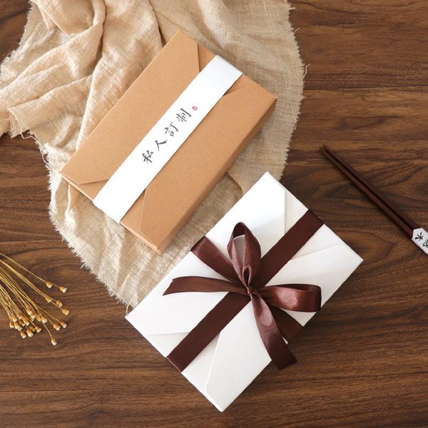 Gift Wrap 1pc 19.5*12.5*4cm Cute Square Kraft Packaging Box Wedding Party Favor Supplies Handmade Soap Chocolate Candy Storage Carton