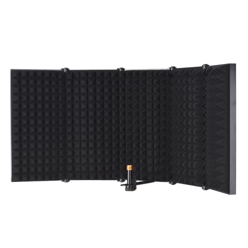 Bouclier d'isolation de microphone pare-vent pliable à 5 panneaux pour l'enregistrement en studio chantant en direct éponge absorbante haute densité