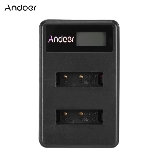 Andoer Mini Portable Dual Slot LCD Screen USB charger for Sony DSLR Li-ion Lithium Battery