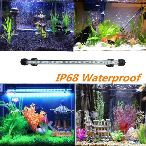 aquarium fish tank 9/12/15/21 led light blue/white bar submersible rgb remote waterproof clip lamp decor us plug 18/28/38/48cm
