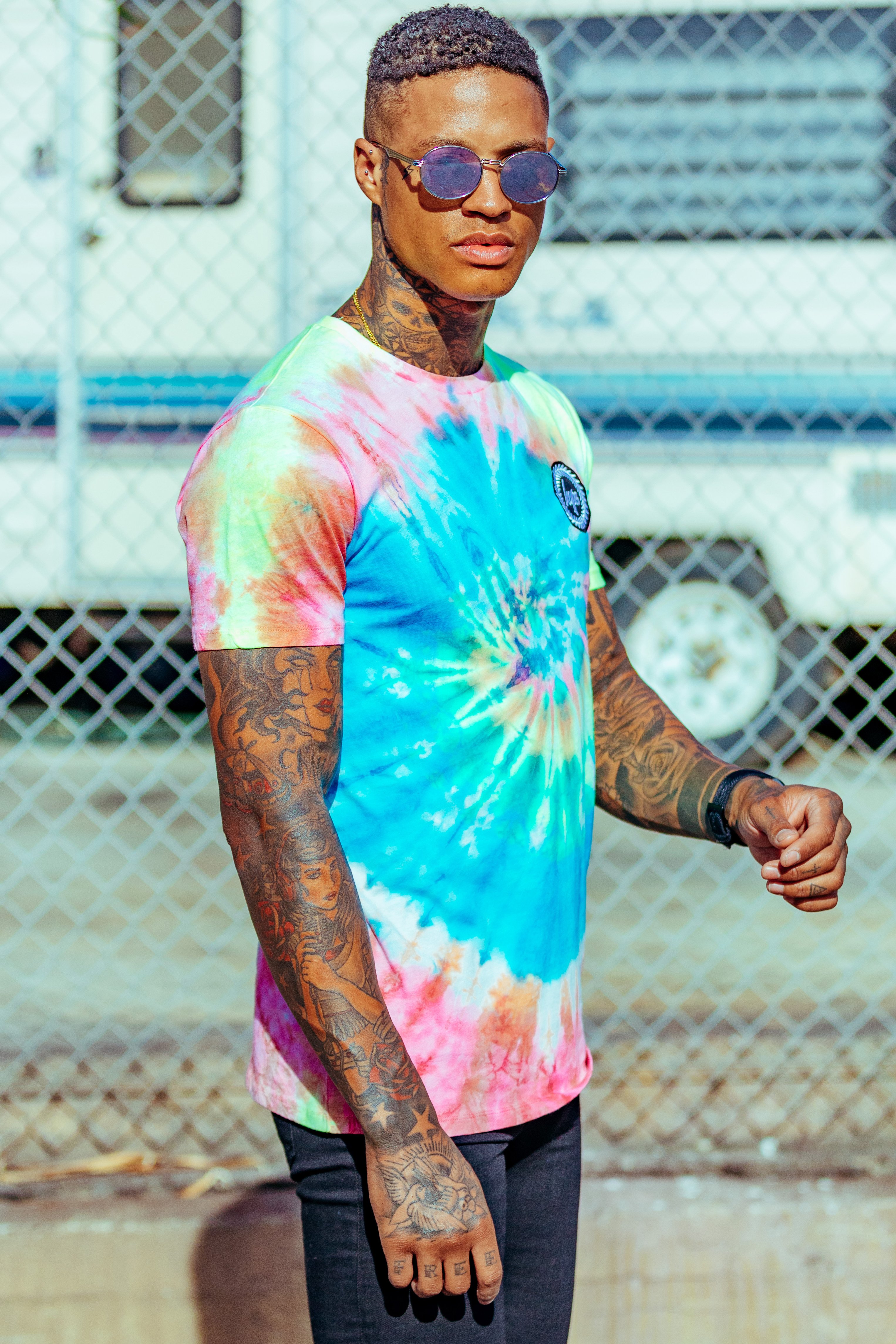 Hype Tye Dye Crest Mens Multi T-Shirt | Size X-Small