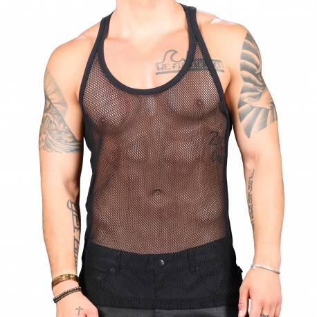 Andrew Christian Club Mesh Tank Top - Black S