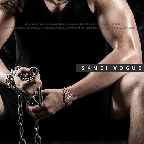 SKMEI 1328 Men Fashion Casual Sports Wristwatch Analog Digital Watch 3ATM Water Resistant Stainless Steel Strap Backlight Multifunctional Watches Relogio Masculino