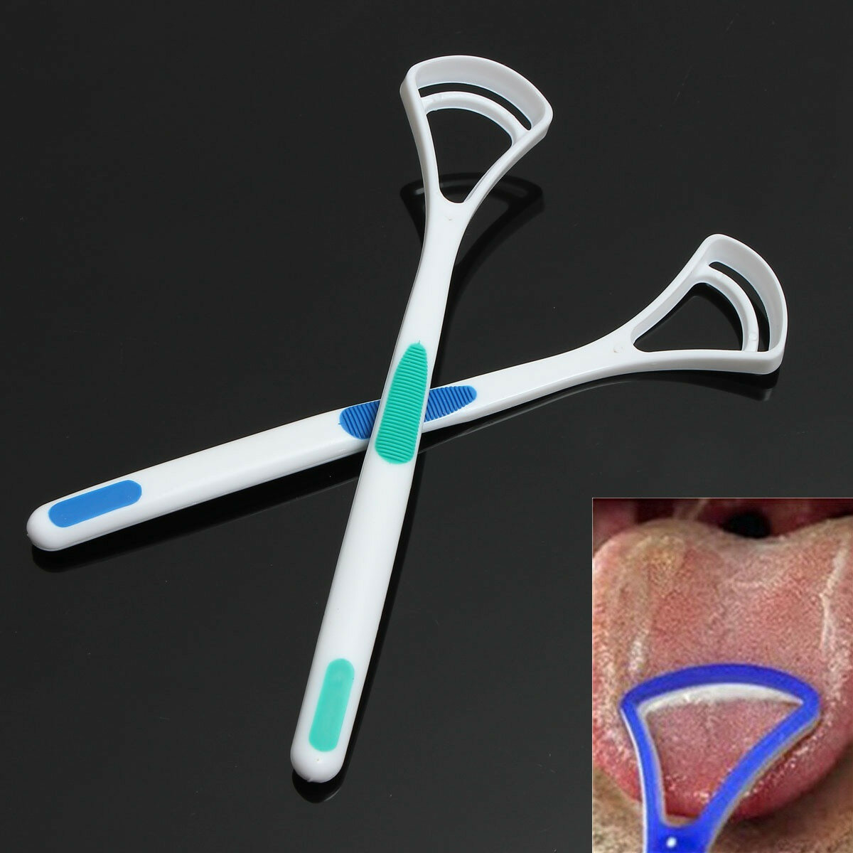 2Pcs Oral Dental Care Tongue Cleaner Brush Scraper Bad Breath