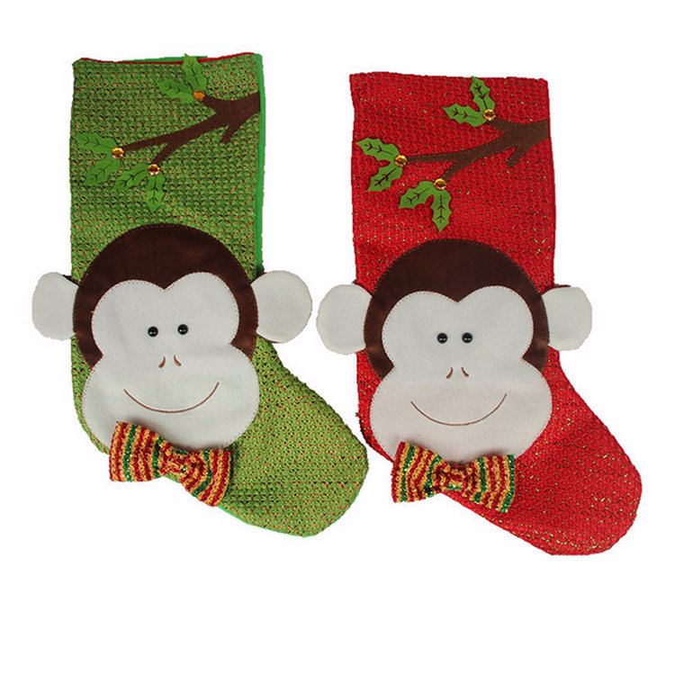 Christmas Xmas Monkey Stockings Candy Colour Gift Bag with Christmas Tree Decorations