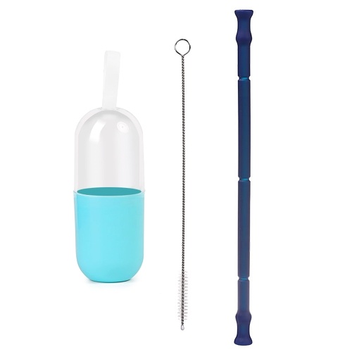 Paille pliante portative en silicone de qualité alimentaire pour pailles