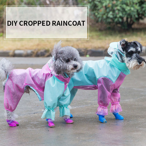 dog four-foot raincoat small puppies spring and summer clothes all-inclusive waterproof pet clothing dog clothes