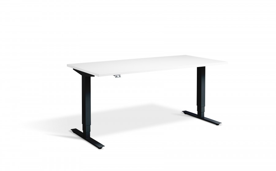 Lavoro Advance Height Adjustable White Desk - Black Frame - 1800 x 800mm