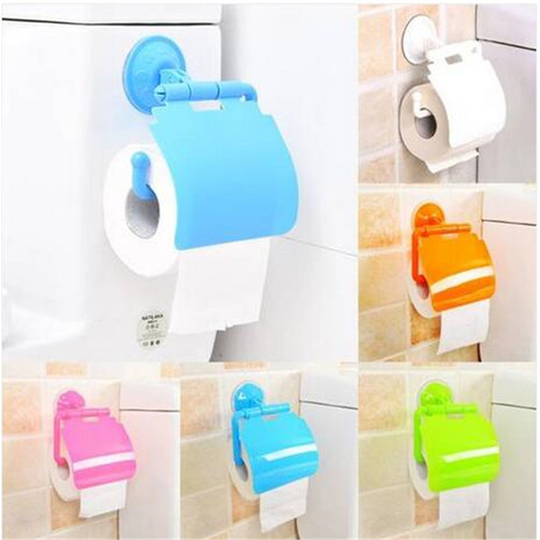 wholesales wall mounted suction cup plastic bathroom toilet paper holder with cover porta papel higienico bathroom accessories