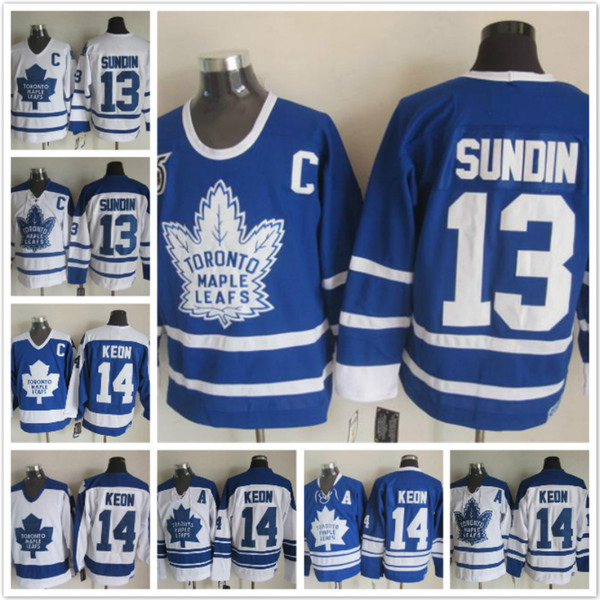 vintage toronto maple 13 mats sundin 14 dave keon navy blue white home away ice hockey jerseys