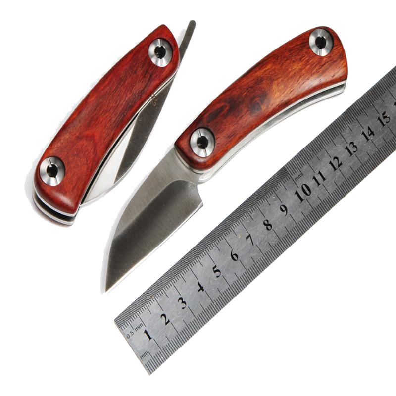 LAOTIE D2 145MM 59HRC Pear Wood Small Folding Knives Outdoor Tactical Knife Camping Fishing Knives