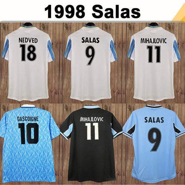 98 99 SALAS Mens RETRO Soccer Jerseys 1991 GASCOIGNE Home Football Shirt 1999 2000 SS Lazio MANCINI INZAGHI NEDVED NESTA Uniforms