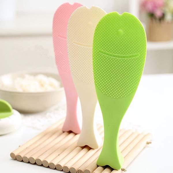 Plastic Free Standing Fish Rice Scoop Ladle Paddle Non-stick Kitchen Tool