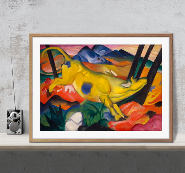 the yellow cow painting franz marc art poster wall decor pictures art print home decor poster unframe 16 24 36 47 inches