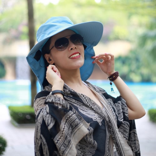 New Fashion Nylon BT Sun Hats Large Brimmed Hat for Woman Summer BT Music Hat Wireless Hands-Free Smart Cap Headphone Headset Speaker Mic