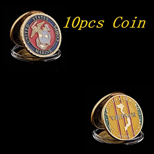10pcs Craft Duty Honor Country Served Proudly Bank Vietnam 24k Gold Plated Souvenir Coin
