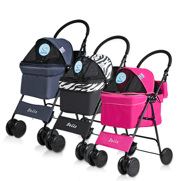 lightweight folding pet stroller dog cat small delicate four-wheeled car stroller