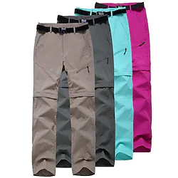 Women's Convertible Pants / Zip Off Pants Hiking Pants Trousers Summer Outdoor Water Resistant Quick Dry Multi Pockets Lightweight Nylon 2 Zipper Pocket Pants / Trousers Bottoms Army Green Fuchsia Lightinthebox
