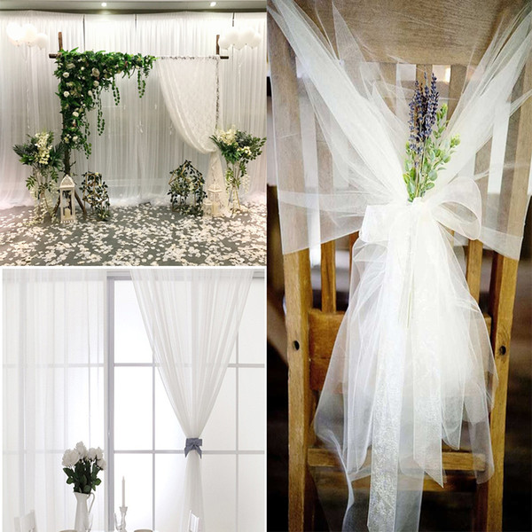 10m crystal tulle white spool sheer organza tulle fabric for wedding mariage arch decoration party diy table skirt
