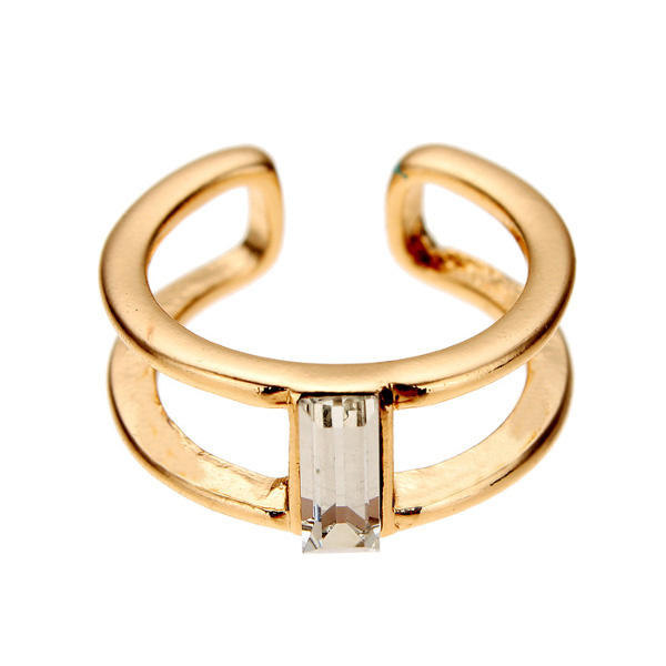 Gold Silver Double Layer Crystal Knuckle Finger Ring