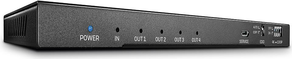 Lindy 4 Port HDMI 18G Splitter mit Audio & Downscaling Verteilt HDMI 2.0 Signale auf 4 Displays und extrahiert digitales oder analoges Audio (38231)