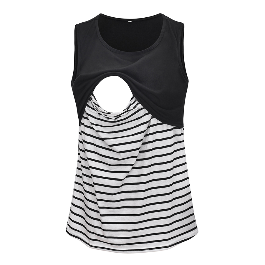 Stylish Striped Maternity Nursing Top