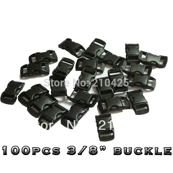 wholesale-100 pcs/lot 3/8"(10mm) plastic buckles contoured curved for paracord bracelet webbing ing
