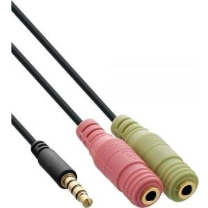 InLine - Audiokabel - 4-poliger Mini-Stecker (M) bis Mini-Phone Stereo 3,5 mm (W) - 2,0m - Schwarz (99302K)