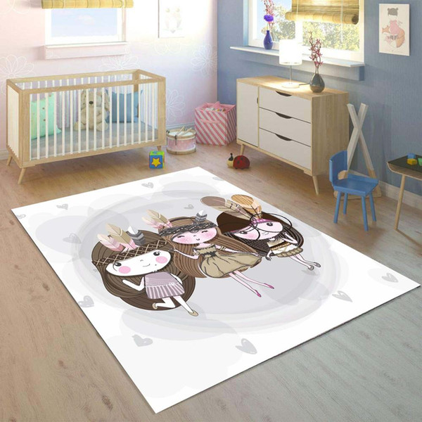 else little gray cute girls bohemian 3d print non slip microfiber children kids room decorative area rug kids mat