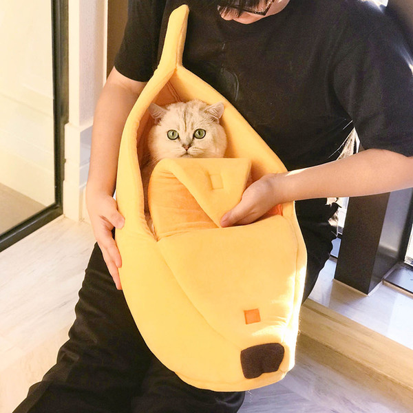 winter pet bed for cats banana shape warm soft plush house for small dogs cat blanket mats puppy kennel lounger hamster cave