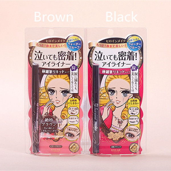 japan brand kissme thin liquid eyeliner pencil black brown color