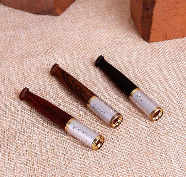 Sandalwood ebony with metal edge filter to remove cigarette nozzle, copper head, pull rod, wooden cigarette holder