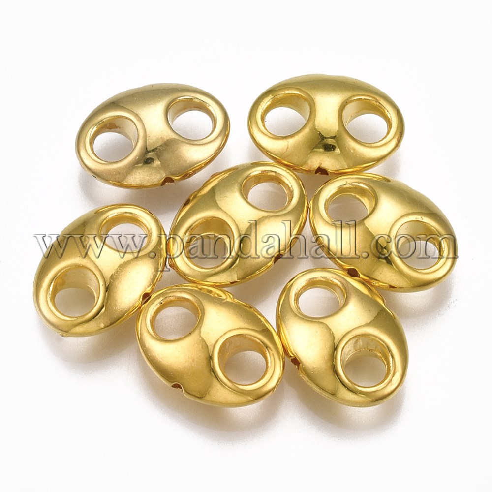 CCB Plastic Links, Oval, Golden, 19.5x14x7.5mm, Hole: 1.5mm; about 650pcs/500g