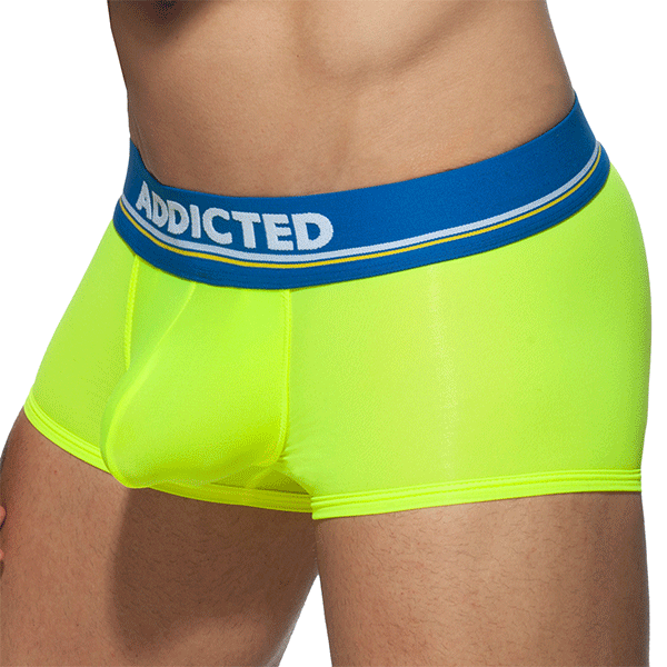 Addicted Cockring C-Through Microfiber Trunks - Neon Yellow L