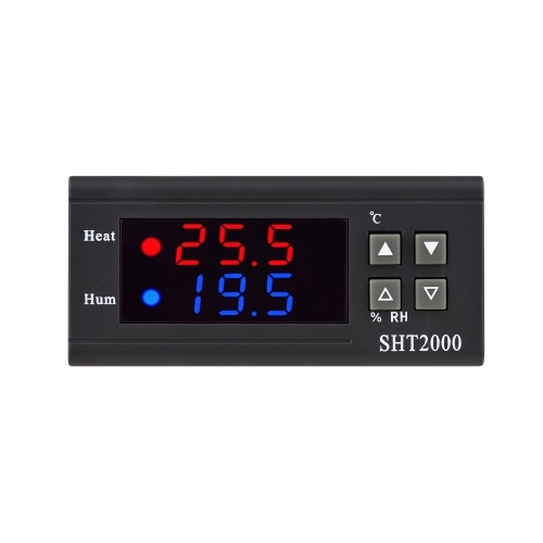 Digitaler Temperaturregler SHT2000 Intelligenter Temperaturregler AC 110 ~ 220 V Kühlschrankthermostat Unterstützung Heizung/Kühlung/Befeuchtung/Entfeuchtung/Temperaturkorrektur/Feuchtigkeitskorrektur