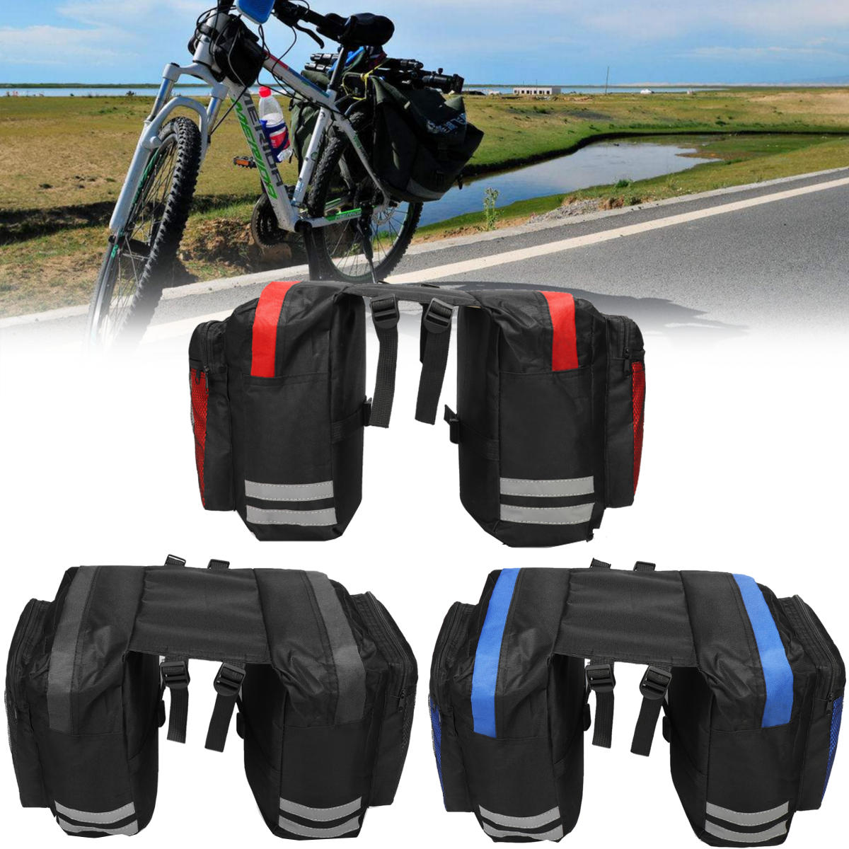 BIKIGHT 600D 20L Cycling Bike Luggage Bag Bicycle Rear Rack Seat Saddle Bag Cycling Pannier Waterproof