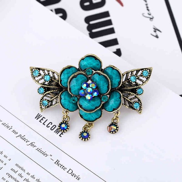 Chinese Style Products Korean Fashion Hairpin Women's Rose Spring Clip Hair Ornament Step Swing Diamond Edge Top