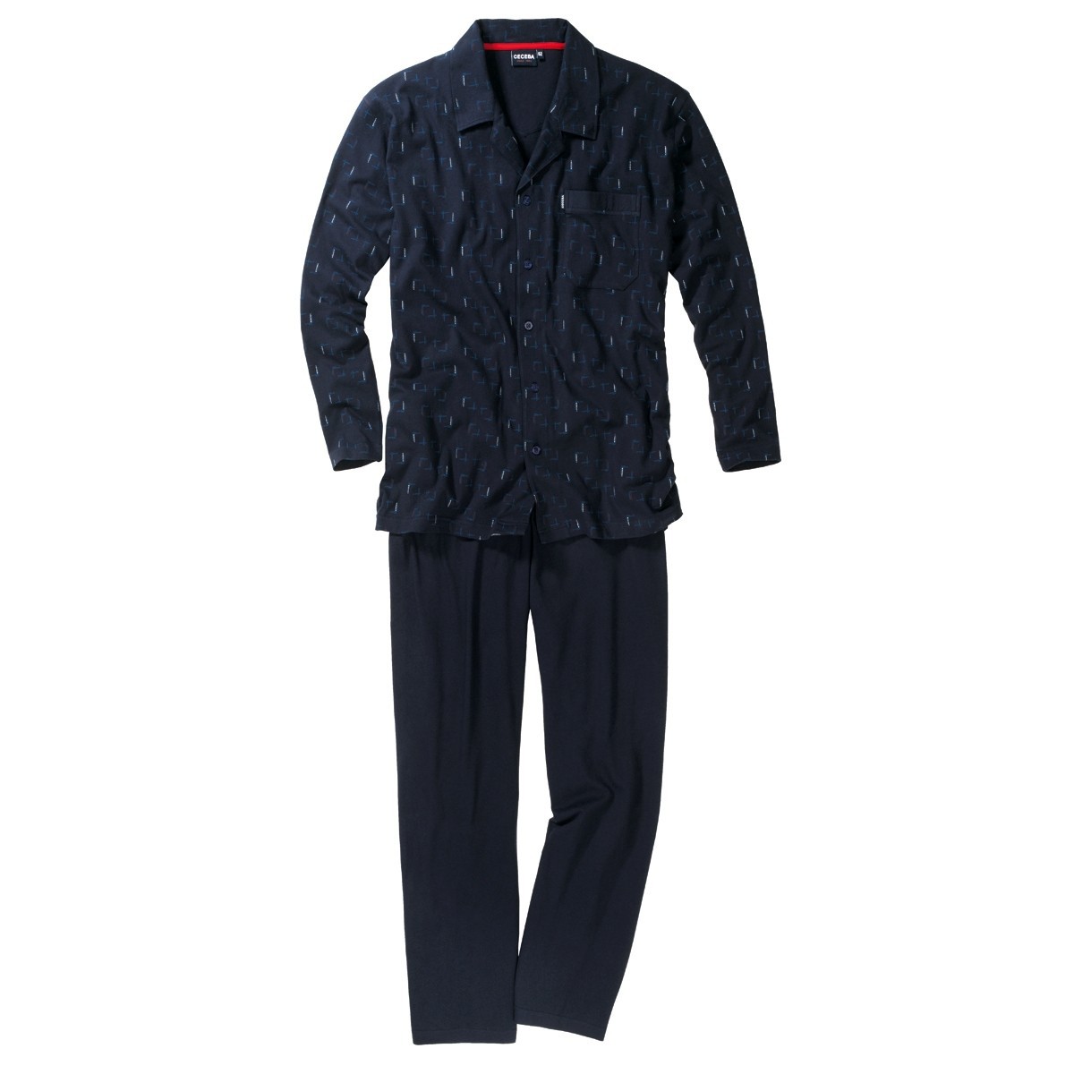 Ceceba XXL langer Schlafanzug dunkelblau mit Muster