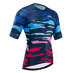 21Grams Femme Manches Courtes Maillot Velo Cyclisme Rouge  bleu. Mosaïque Pente Cyclisme Maillot Hauts / Top VTT Vélo tout terrain Vélo Route Résistant aux UV Respirable Séchage rapide Des sports