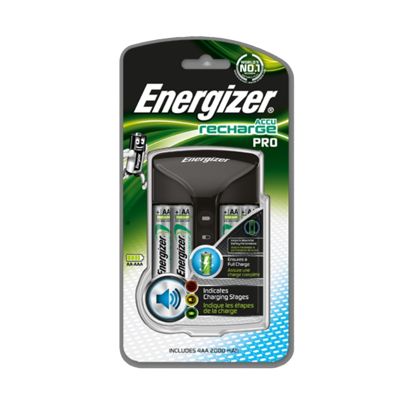 Energizer Accu Recharge PRO Battery Charger + 4 x 2000mAh AA Rechargeable Batteries