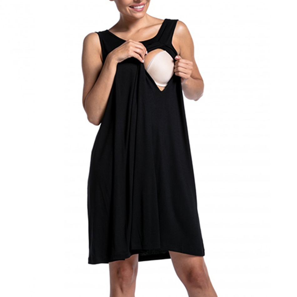 Casual Solid Sleeveless Nursing Pajamas