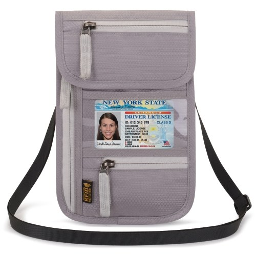 Organisateur de documents de titulaire de passeport de cachette de portefeuille de poche de cou de voyage d'aéroport